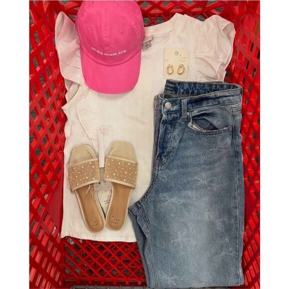 A new day Mesh with Pearls Women's Cream Slide Sandals 6.5 - Picture 6 of 6